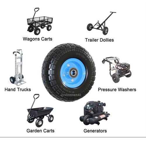 1x 2x 4x 10"Solid Trolly Wheels 20mm Bore Tyre 4.10/3.5-4 Flat Free Heavy duty - Picture 5 of 13