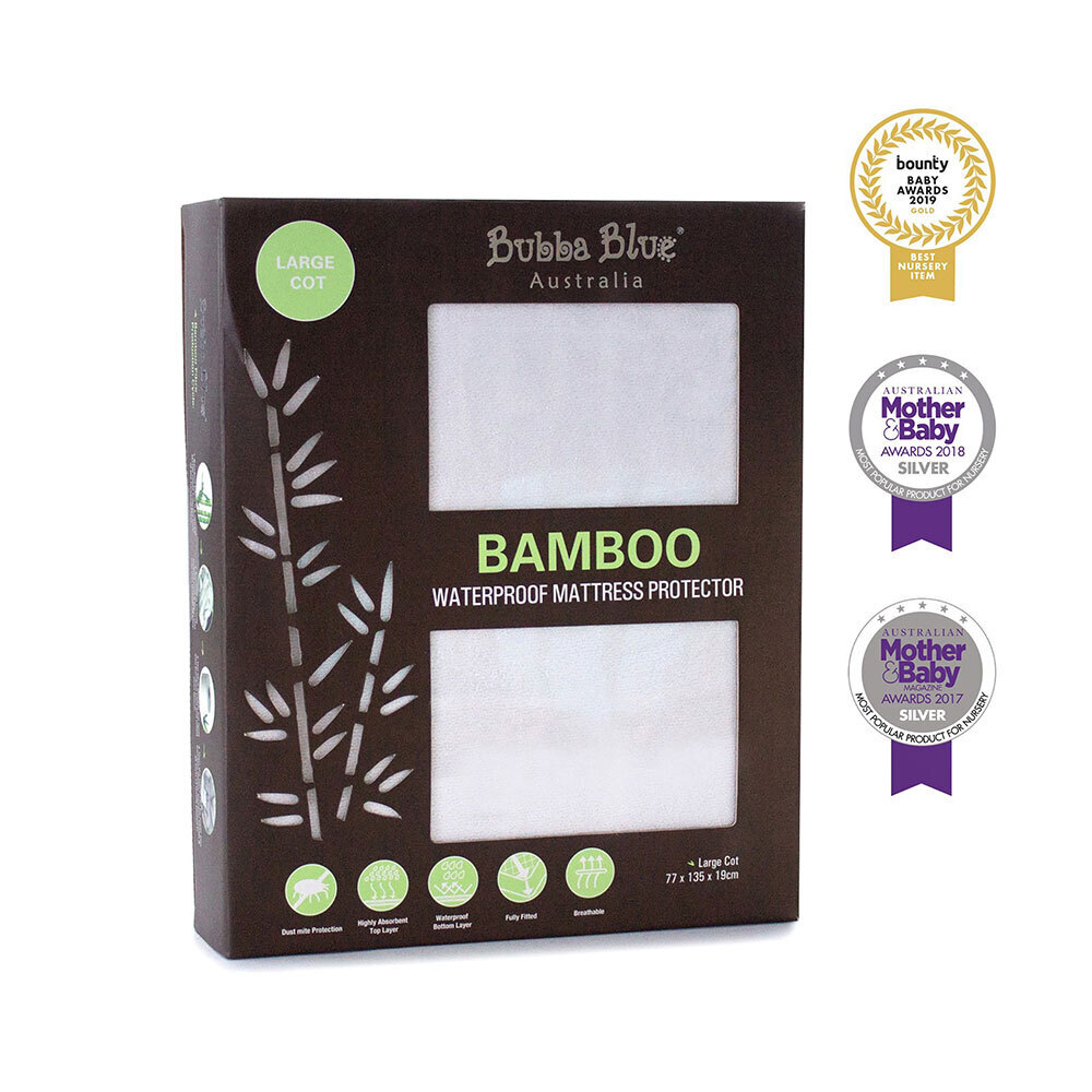 Bubba Blue Bamboo Large Cot 135cm Mattress Protector Baby/Newborn