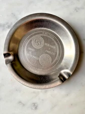 Vintage historic 1954 heavy etched stainless steel ashtray US Steel CIO RARE