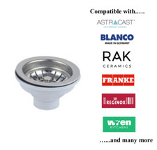 Basket strainer 90mm waste for Ceramic sink RAK Belfast 50mm extra-long screw 