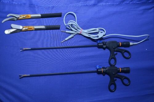 2 Pcs Laparoscopy Bipolar Maryland Robi Dissector Forceps 5mm+Cable Laparoscopic - Picture 1 of 12
