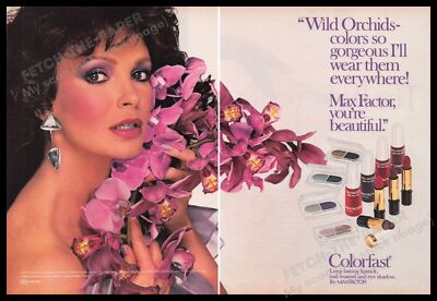 Max Factor Cosmetics 1980s Print Advertisement (2 pages) 1983 Jaclyn Smith