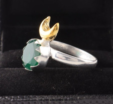 Natural Green Onyx Gemstone 925 Sterling Silver Ring All Size Birthday Gift EA