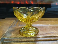 Vintage Anchor Hocking Fairfield Amber Honey Gold Glass Compote Qty