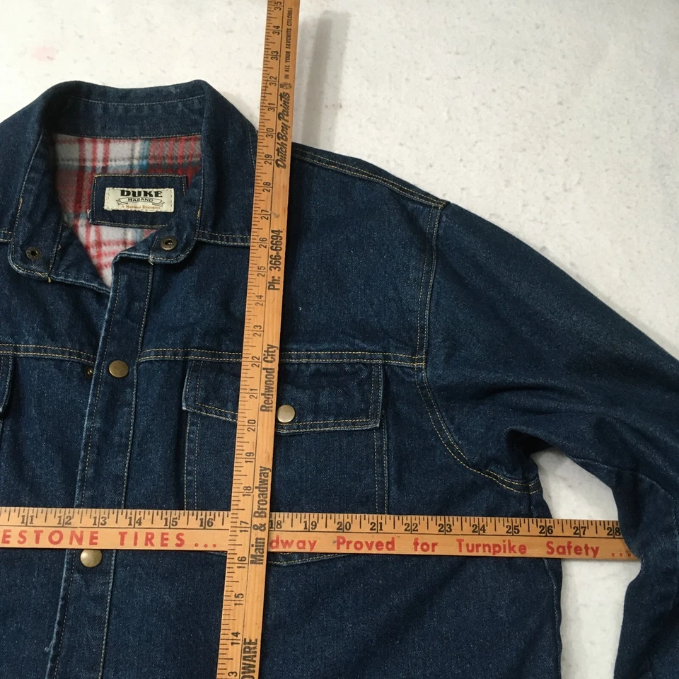 Duke Haband jacket Men 2X soft red plaid flannel lined denim chore coat - Image 4 of 4