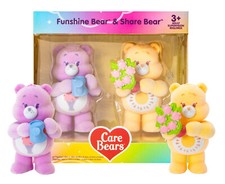 Care Bears Funshine Bear  Share Bear Flocked Figurine Set New in Box
