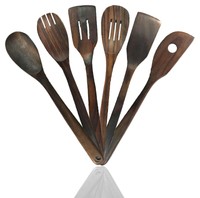 6 Piece Rosewood Kitchen Utensils: Wooden Spoon And Spatula Set With Unique A... on sale 6 Piece Rosewood Kitchen Utensils: Wooden Spoon And Spatula Set With Unique A... on sale