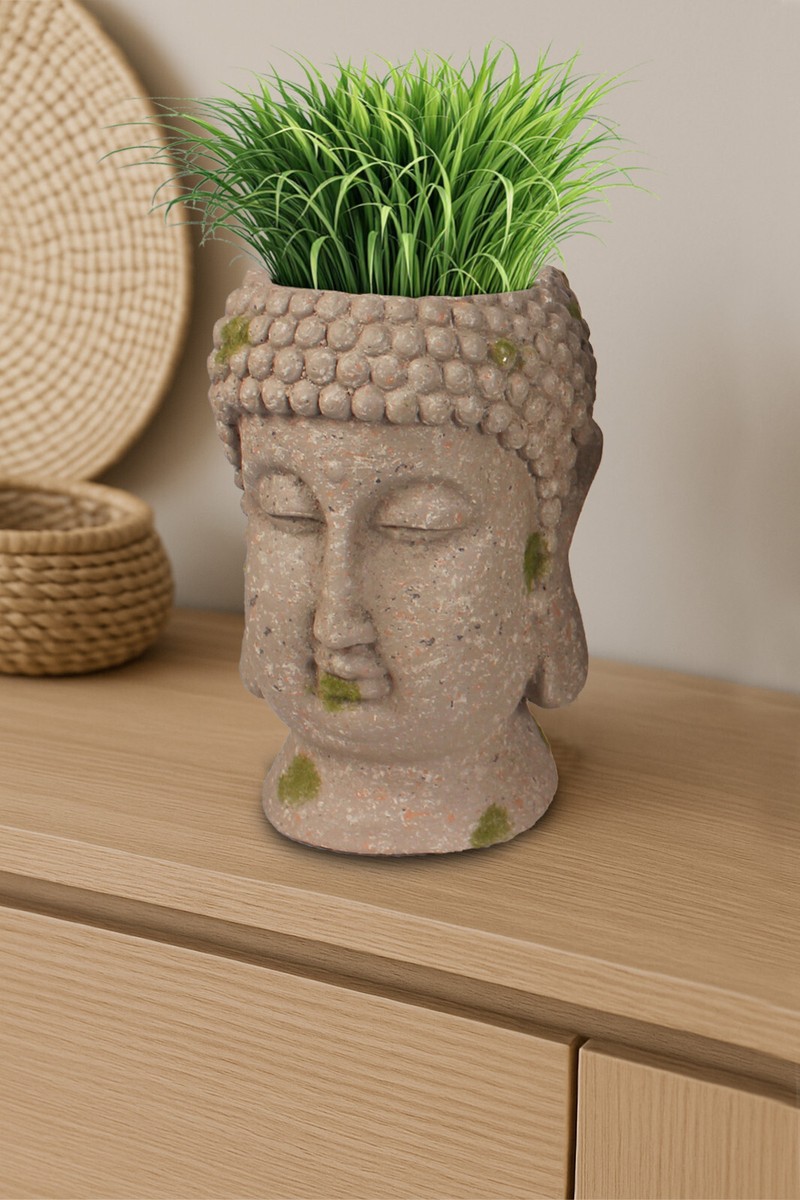 Blumentopf Buddha Kopf Pflanztopf Gro Bste Kunststein Gartenfigur  Dekofigur