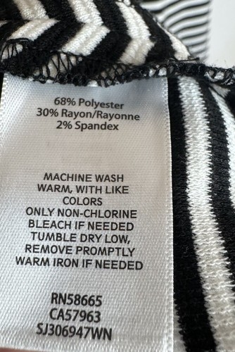 Sejour Black White Striped Ponte Knit Open Jacket Zip Pockets 16W - Picture 8 of 10