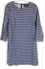 J. CREW womens size 2 blue Jet Set Geo 3/4 sleeved zipper accent shift dress