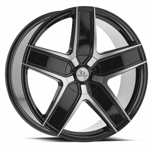22" Cavallo CLV-C-31 Gloss Black & Machined Wheel 22x8.5 5x110 5x4.5 38mm Rim