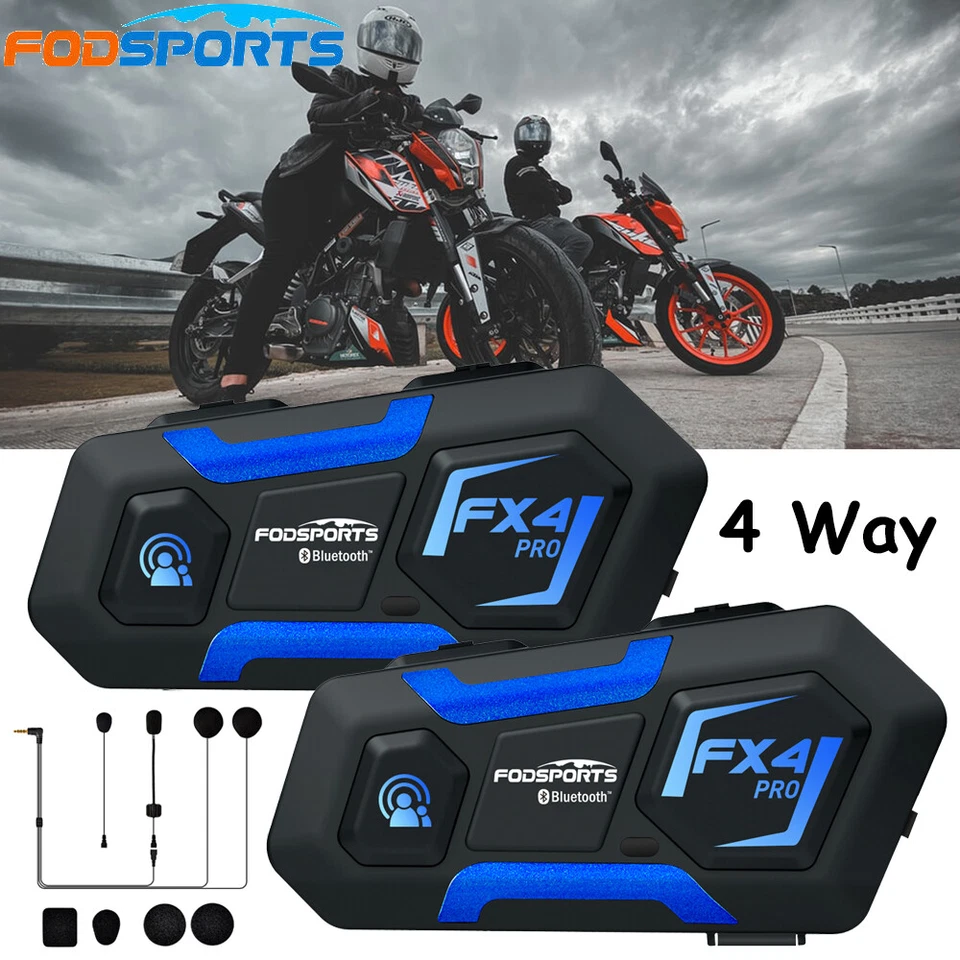 2x Interphone Sprechanlage 1KM Motorrad Bluetooth Helmet Intercom Headset 4Rider - Bild 2 von 4