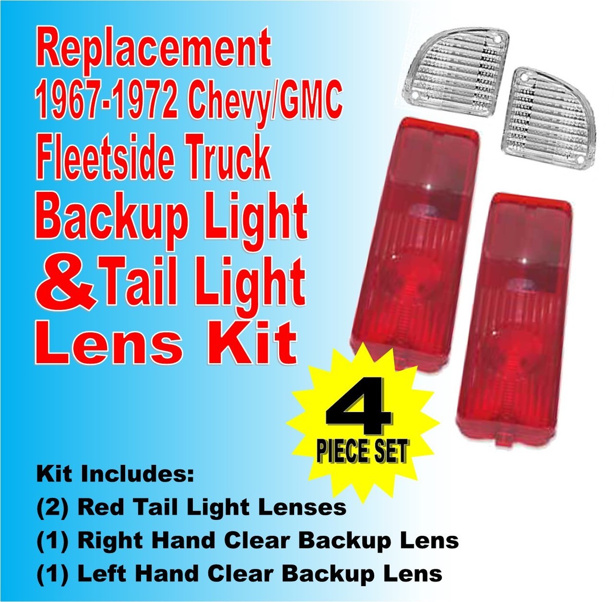 1967-72 Chevrolet GMC C10/C20 Fleetside Taillight Lens – Passenger Side 1 thumbnail image