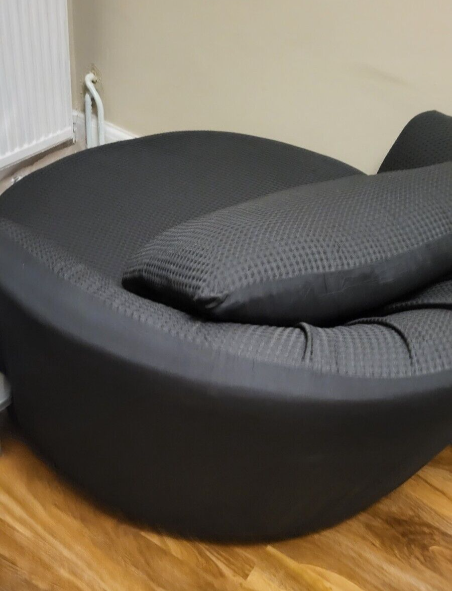 Large Swivel Round Cuddle Chair Fabric Black Snuggle Love Sofa eBay
