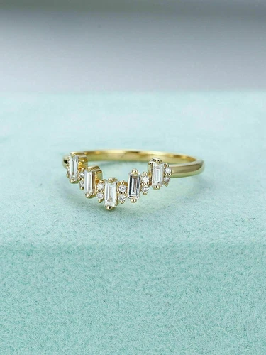2Ct Baguette Simulated Diamond Curved Wedding Band Ring 14K Yellow Gold Plated