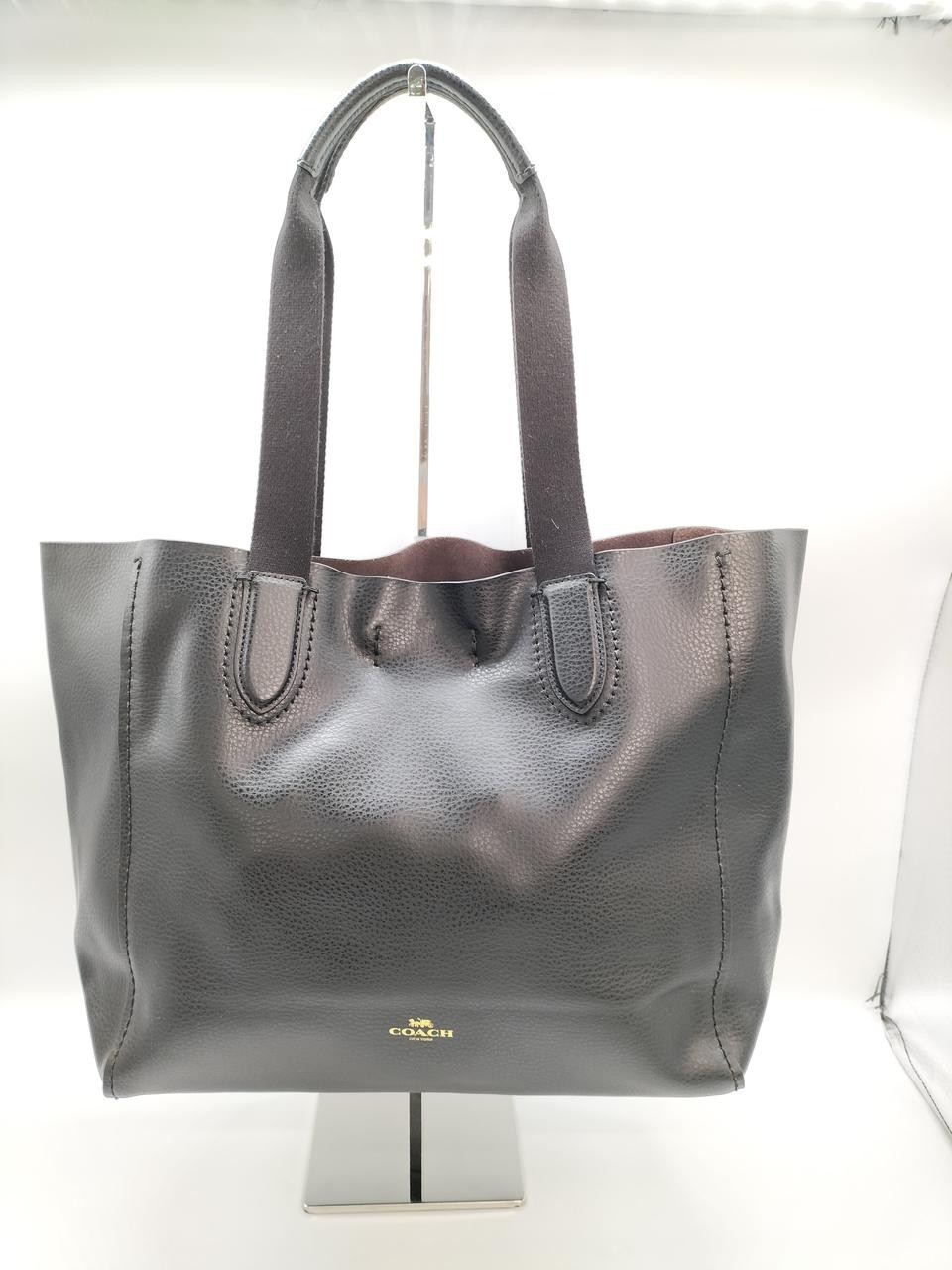 Coach M2054-F58660 Leather Derby Tote Bag in Classic Black