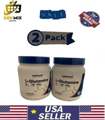 2x Nutricost L-Glutamine Powder 500G-100 Servings, Non-GMO & Gluten Free (10/27)