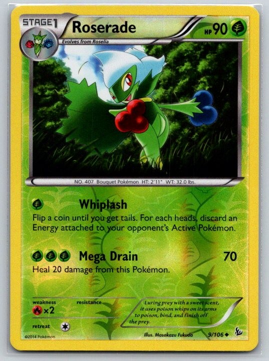 Roserade 9/106 Reverse Holo Uncommon XY - Flashfire NM
