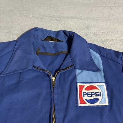 Vintage Pepsi Jacket Mens Large Blue 80s Delivery Driver Employee