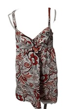 Ann Taylor Loft Retro Abstract Floral Cotton Sundress Size 12 Spaghetti Strap