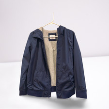 Old Navy Boys Navy Blue Hooded Windbreaker Jacket Jersey Lined Full Zip Sz XL