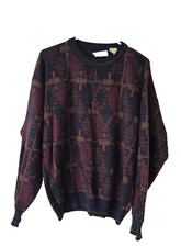 VTG Ottimo Sweater Mens L Multi Wool Blend Geometric Knit Pullover Made in Italy