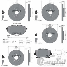 TEXTAR Discos de Freno + Pastillas Delantero + Trasero para VW T6 Transporter
