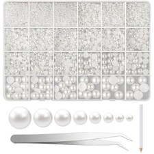 12000 pcs half pearl bead 8 sizes white peach flatback pearl beads hal