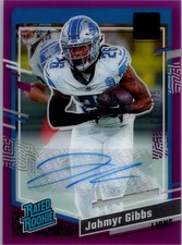2023 Clearly Donruss #62 Jahmyr Gibbs Rated Rookie Autographs Purple #/175