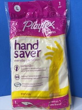 1 Pair Playtex HandSaver Gloves Yellow Reusable Cleaning USA Size L NOS