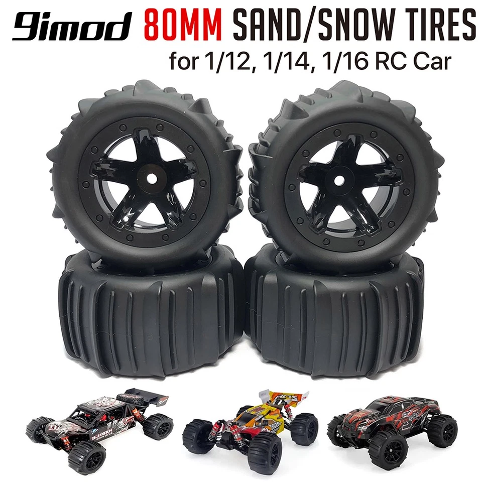 4x RC 1/16 1/14 Schnee-Sand-Paddelreifen Räder für Wltoys 144001 124018 HBX MJX - Bild 3 von 4