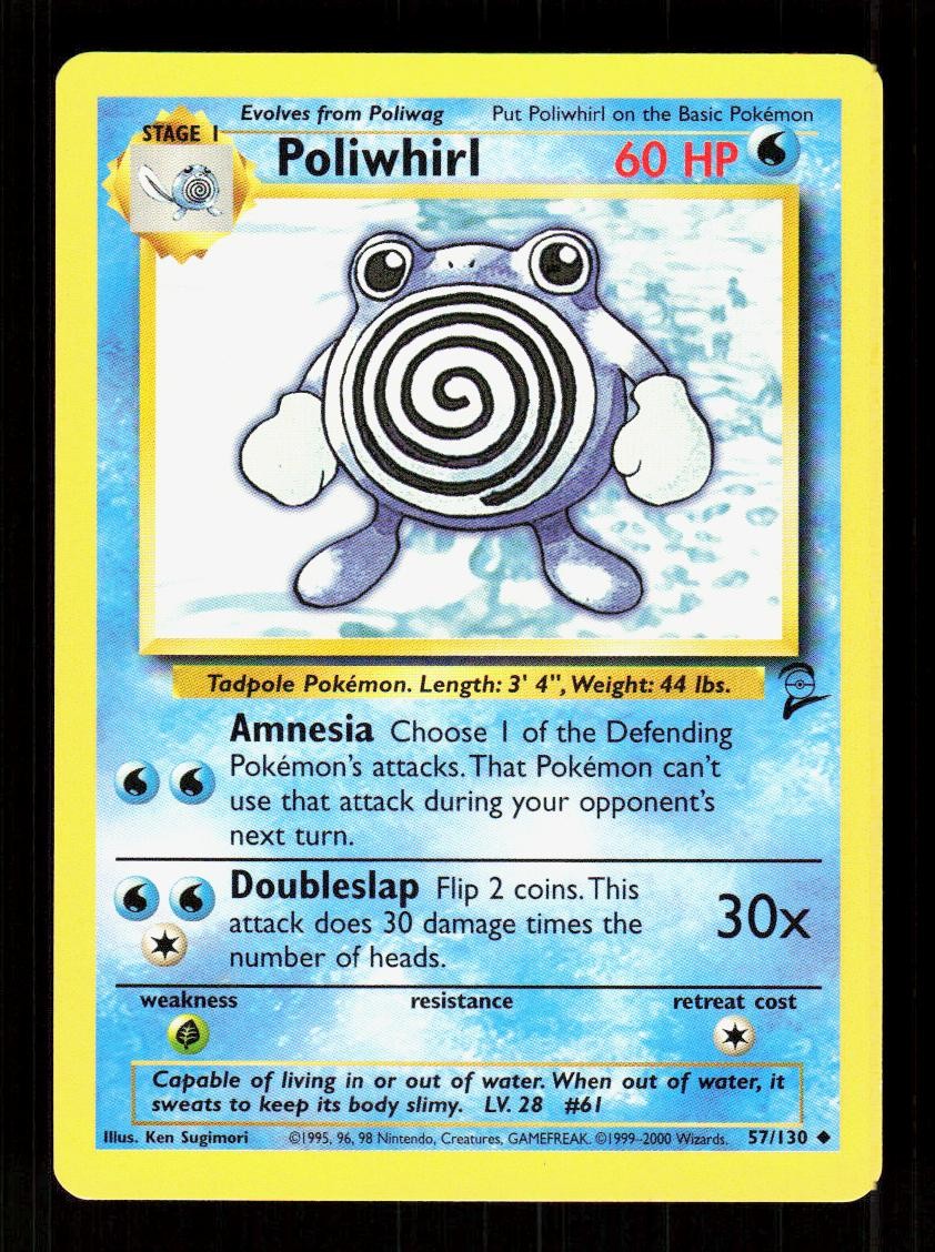 Poliwhirl 57/130 Uncommon Base Set 2 Pokemon LP