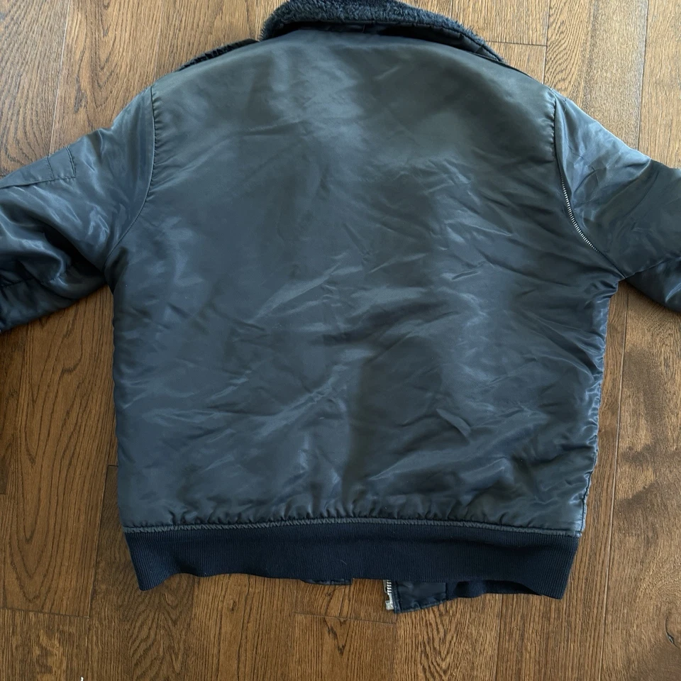 Vintage 80s Dickies Navy Blue Mens XL Fleece Lined Flight Jacket Damaged - Image 3 of 4