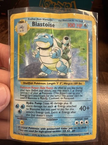 Blastoise Holo Rare 2/102 Base Set Damaged PSA 1 Contender