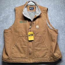 Carhartt Duck Vest Sherpa Lined Mock Neck Workwear Brown Mens 2XL