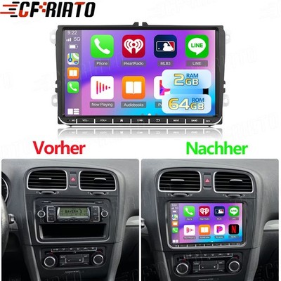 9'' Android 15 Apple Carplay Autoradio für GOLF GOLF V VI PLUS GPS Navi + Kamera