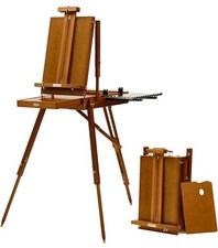 Deluxe Beech Wood French Easel with Metal Tray - Portable for Outdoor Painting