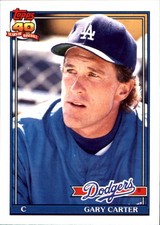 Gary Carter 1991 Topps Traded #19T Dodgers FREE SHIPPING AutographDen