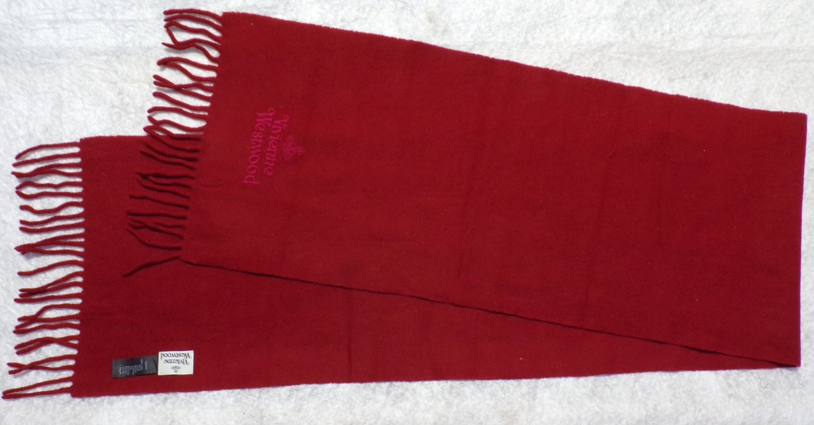 VIVIENNE WESTWOOD BURGUNDY RED NECK & HEAD SCARF 100% LANA WOOL 58 x 11 INCH