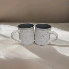 Stone Ware Coffee / Mug / Tea Cup Silver & Gold Speckled Set of 2 Sheffield Home