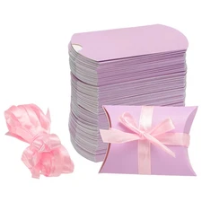 100Pcs Pillow Boxes 3.5 x 2.8 x 1 Inch Gift Boxes Purple