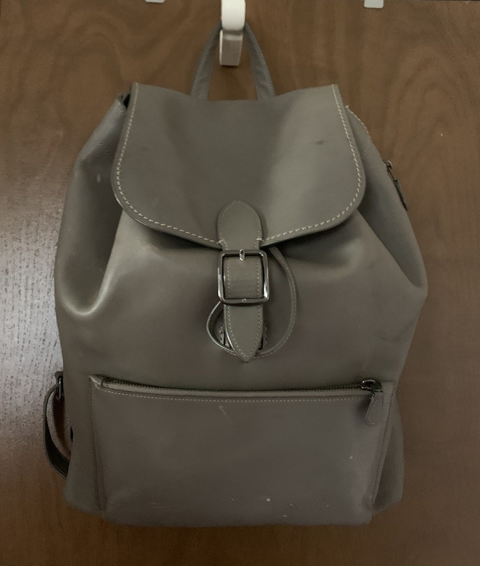 Large Coach Archival Rucksack Laptop Gray Leather Gunmetal H