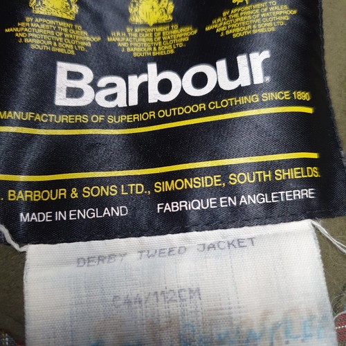 Barbour Derby Tweed Wool Coat Mens Vintage 90s Green Jacket Size C44 /112CM XL - Picture 12 of 16