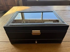 Mens 12 Slot Watch Case Organizer Watches Jewelry Storage w/ Drawer