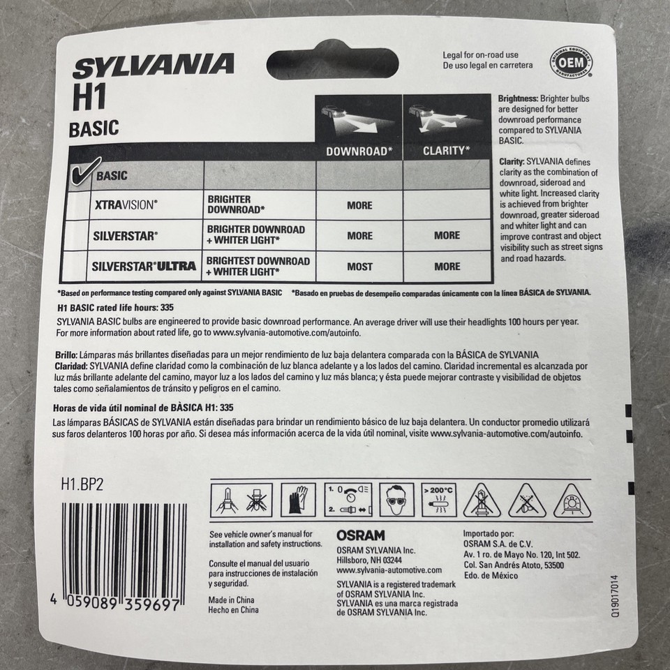 Lot of 5 Sylvana Basc H1 55W Bulbs Halogen Head Lght Replacement