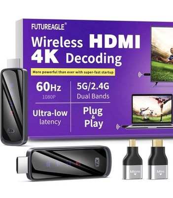 FUTUREEAGLE Wireless HDMI Transmitter 4K Decoding 60Hz Ultra-Low Latency