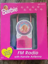Vintage 1996 Pink Box Barbie Portable FM Radio with Handle Antenna NRFB NEW