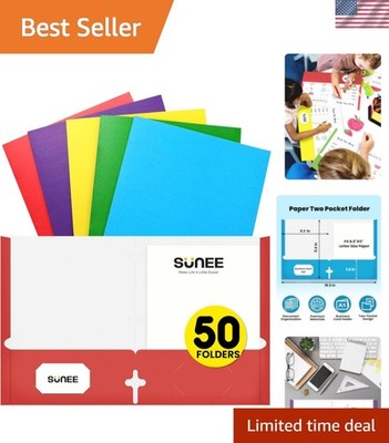 Folders with Pockets 3 Hole Punched50 Pack, Assorted Colors, 2 Pocket Folders...