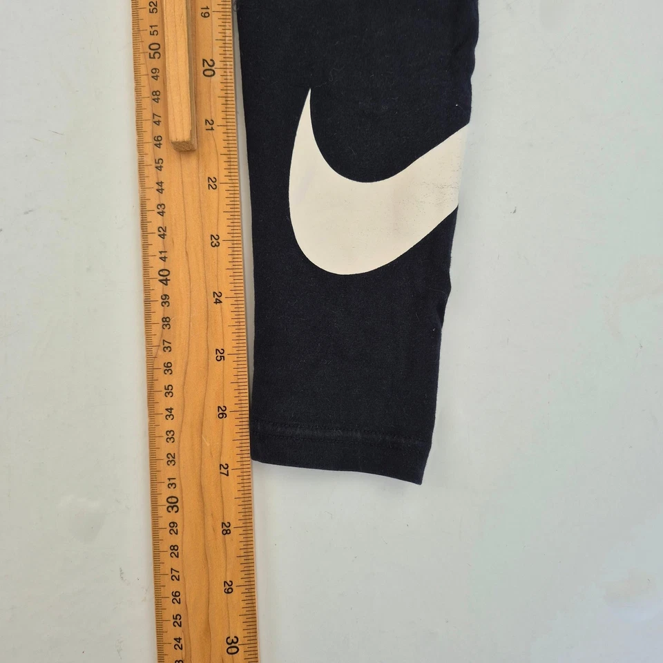 NIKE Leggings XS Nero Donna Misto Cotone Elastico Vita Atletica - Immagine 2 di 4