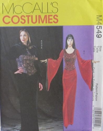 McCalls Disfraces 4549 Mujer 8-12 GÓTICO Vampiro Vestido Corsé Con Capucha Patrón de Capa
